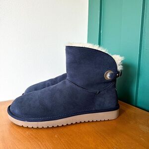 Koolaburra UGG Women’s Remley Navy Suede Mini Faux Shearling Lined Mini Boot